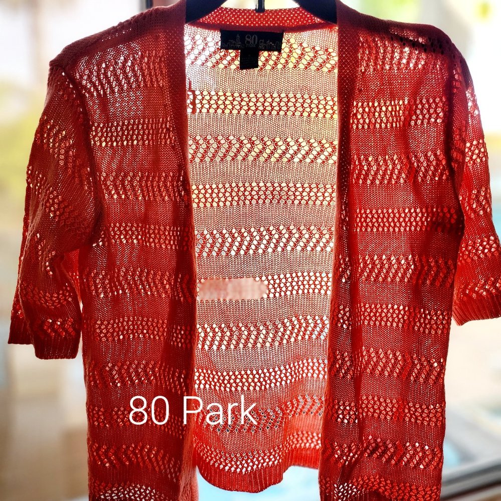 Orange short sleeve knitted sweater